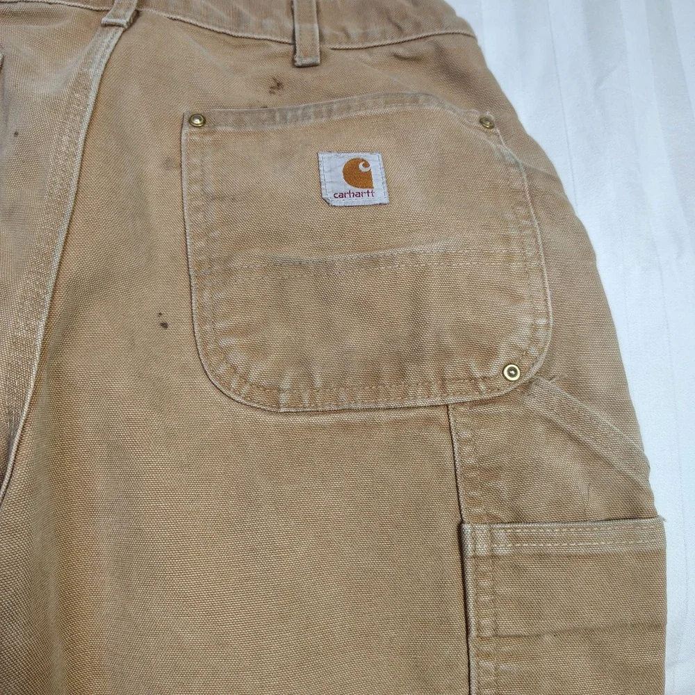 Carhartt B01-BRN Mens 34x32 Brown Duck Canvas Double Knee Work Pants Made in USA